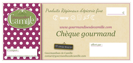 Chèque gourmands à offrir sur Gourmandises de Camille