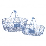 Panier métal ovale bleu Mon p'tit marché