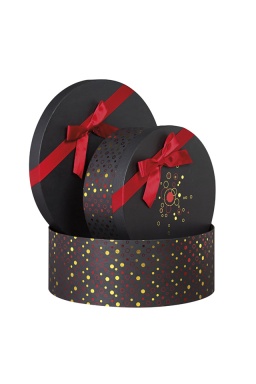 Boîte ronde noire avec noeud rouge grand modèle Boîte ronde noire avec noeud rouge grand modèle